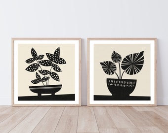 Houseplants - Pair of Poster Prints 10x10