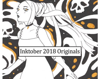 Inktober 2018 • 8x8" Original Ink Drawings • Days 25, 26, 27, & 28