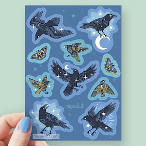 Vinyl Sticker Sheet • Starry Birds • 5x7 Inch • Matte Finish • Waterproof