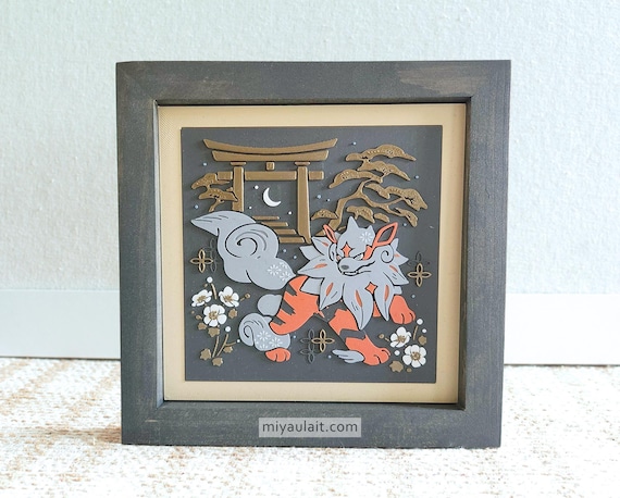 Stone Guardian • 6x6 Inch Wall Art • 3D Printed Art in Wooden Frame