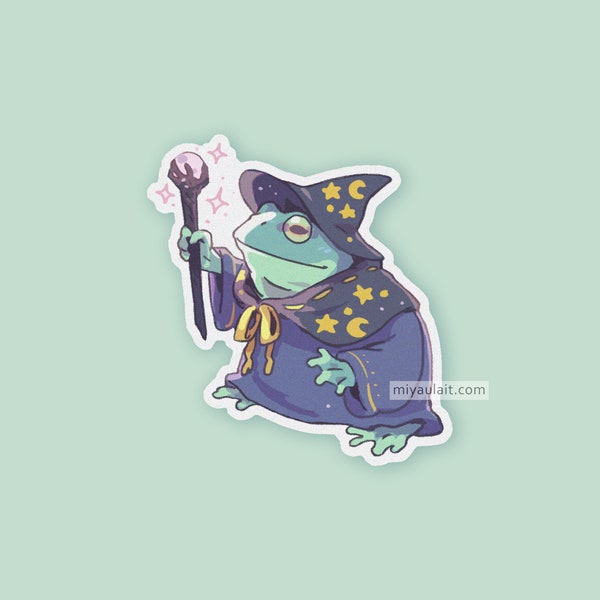 Vinyl Sticker • Frog Wizard • 3 Inch • Matte Finish • Waterproof