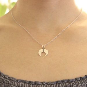 Crescent Moon Necklace,Sterling Silver Double Horn Charm with Wire ,Tusk Necklace, Double Horn Necklace, Moon Necklace. Christmas Gifts.