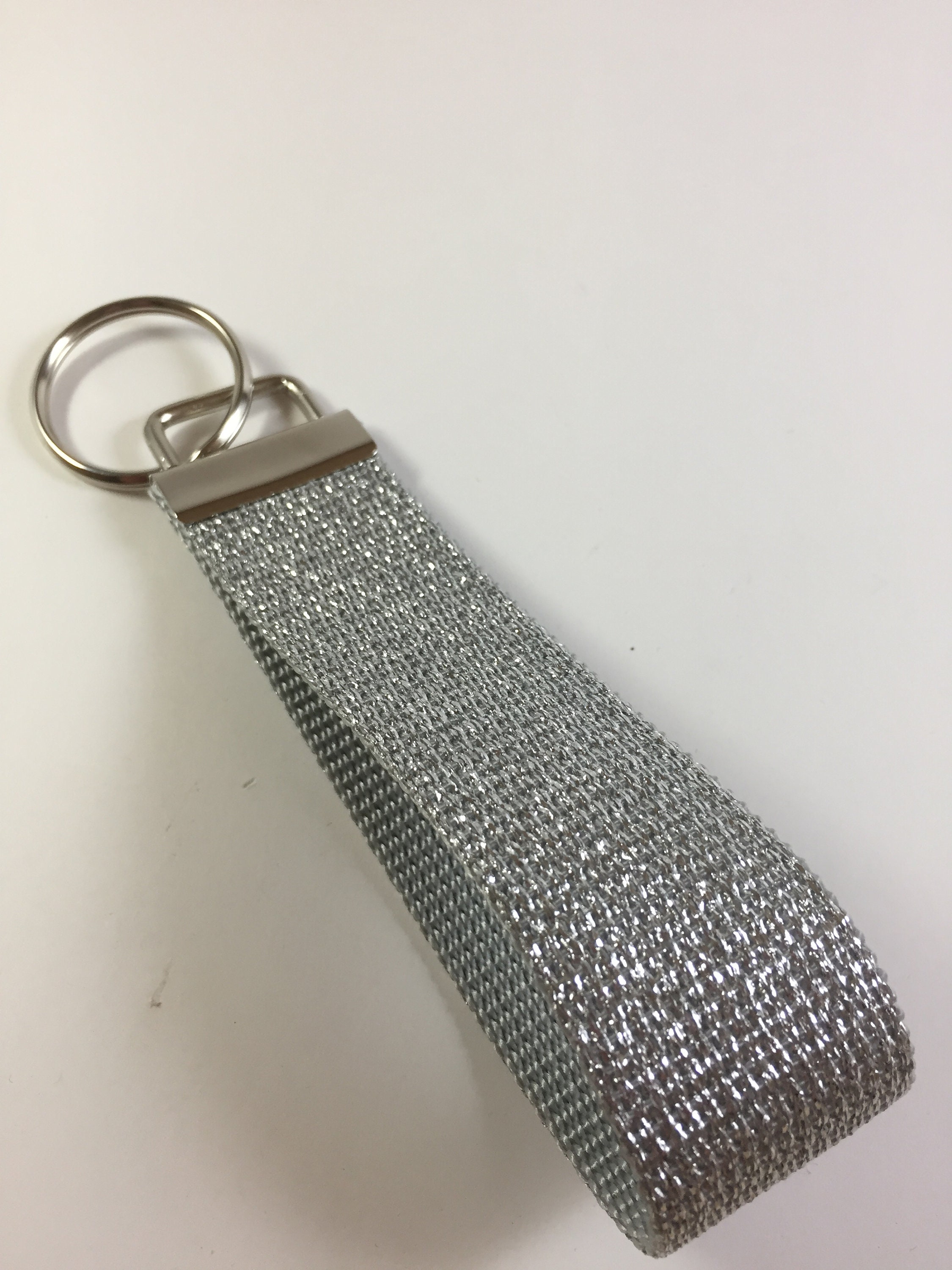 Silver Glitter Key Fob Wristlet