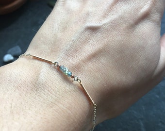 Guitar String Bracelet. Customize: Sterling Silver or Gold-filled. Semi Precious Gemstones. Everyday, Dainty Bracelet.