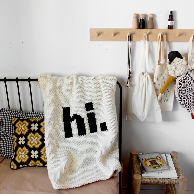 Baby Blanket Hi Hand Knit Crib Size Etsy