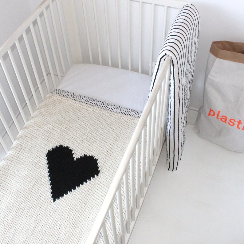 Heart Baby Blanket Crib Size Hand Knit Baby Blanket For New Etsy