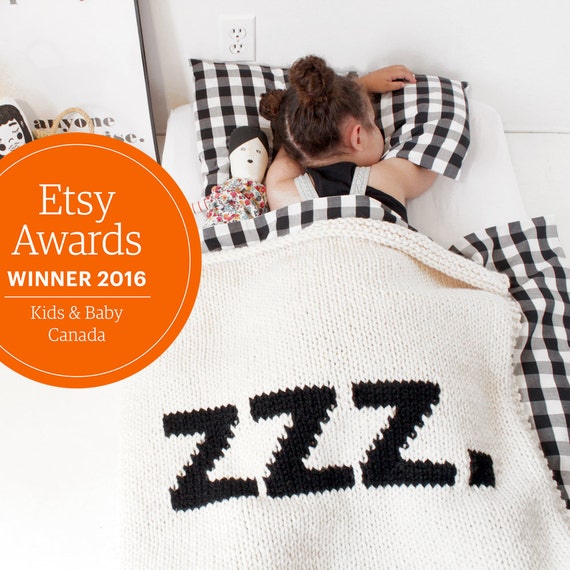 Baby Blanket Zzz Crib Size Hand Knit Baby Blanket Etsy