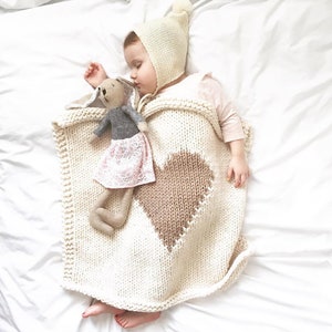 THE HEART Baby Blanket Cream/ Beige Heart