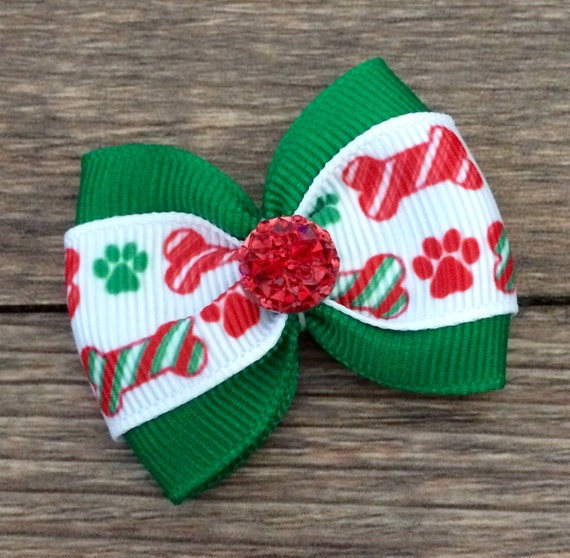 Christmas Dog Bowcute Christmas Dog Themed Bowchristmas Dog Etsy