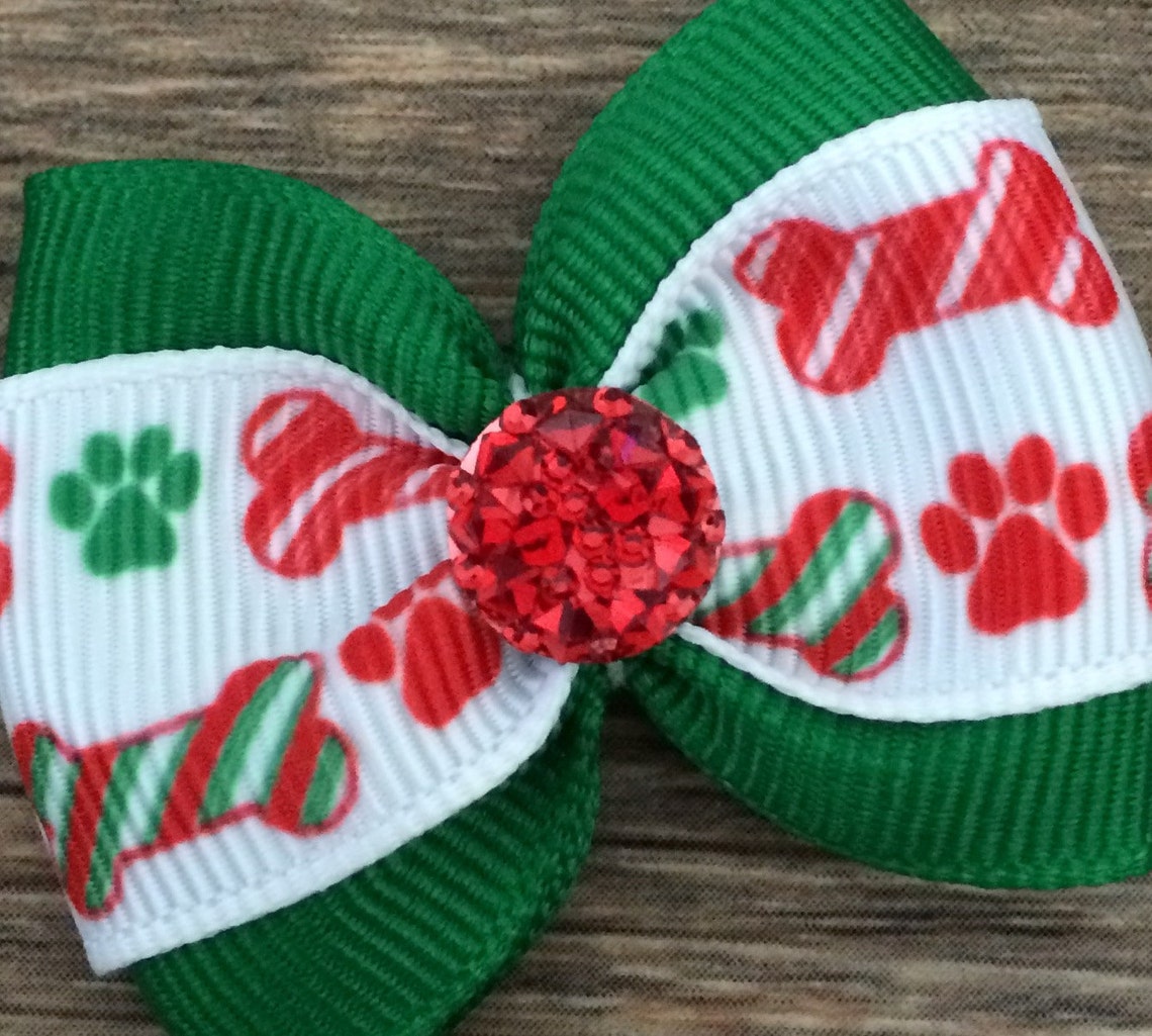 Christmas Dog Bowcute Christmas Dog Themed Bowchristmas Dog Etsy
