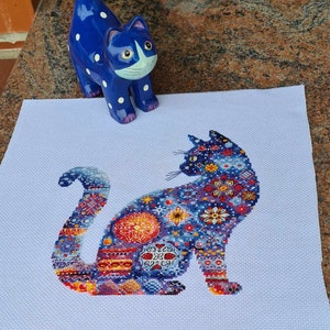 Patterns Silhouette Cat Ornament Embroidery Cross Stitch Instant Download Pdf File Digital Format for Printing Cat Sampler Decor Handwork image 6