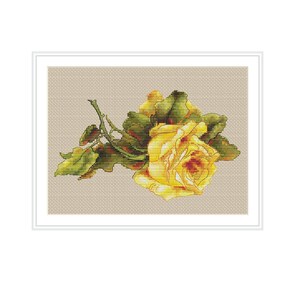 Sunny Rose Embroidery Cross Stitch Pattern Digital File Instant Download Yellow Rose Embroidery Flowers Garden Retro Designs Vintage Flowers