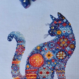 Patterns Silhouette Cat Ornament Embroidery Cross Stitch Instant Download Pdf File Digital Format for Printing Cat Sampler Decor Handwork image 5