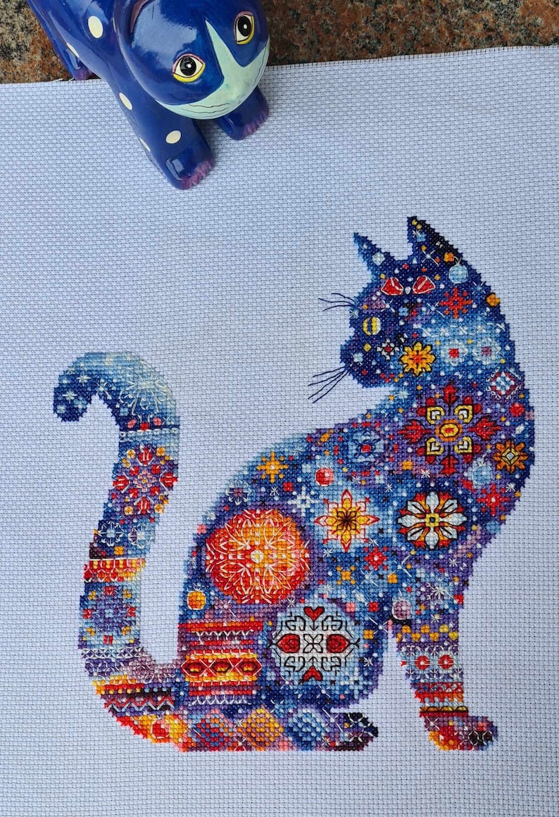 Patterns Silhouette Cat Ornament Embroidery Cross Stitch Instant Download Pdf File Digital Format for Printing Cat Sampler Decor Handwork image 5