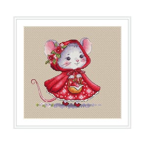 Little Red Riding Hood Mouse Cross Stitch Pattern, Fairy Tale (PDF Pattern)