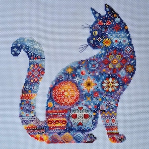 Patterns Silhouette Cat Ornament Embroidery Cross Stitch Instant Download Pdf File Digital Format for Printing Cat Sampler Decor Handwork image 4