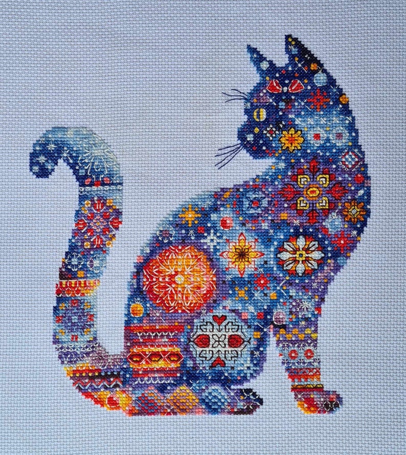 Patterns Silhouette Cat Ornament Embroidery Cross Stitch Instant Download Pdf File Digital Format for Printing Cat Sampler Decor Handwork image 4
