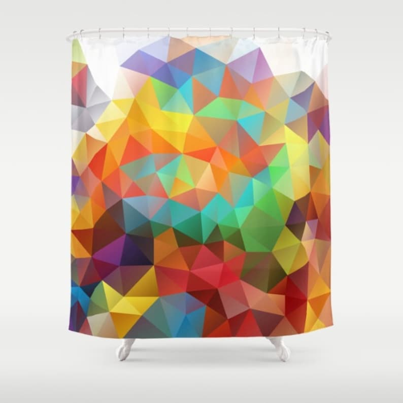 Shower Curtain Art Curtain Triangles Abstract Curtain Mosaic Etsy