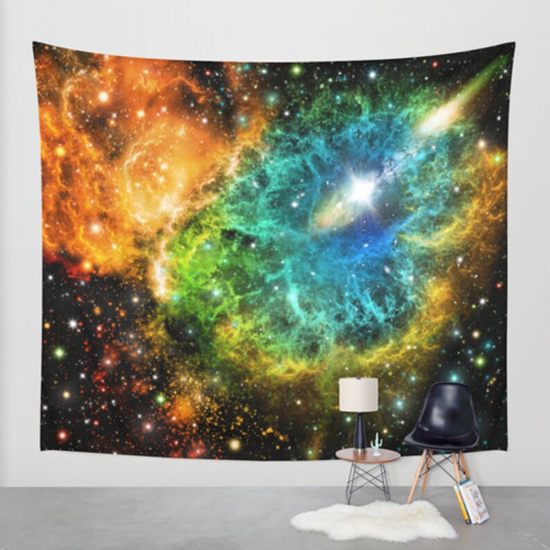 Nebula Eye Tapestriy Space Wall Tapestry Galaxy Art Orange Hanging