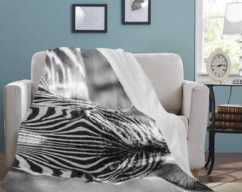 Zebra Blanket Zebra Throw Blanket Animal Blanket Modern Blanket Cozy Blanket Colorful Blanket Black and white blanket