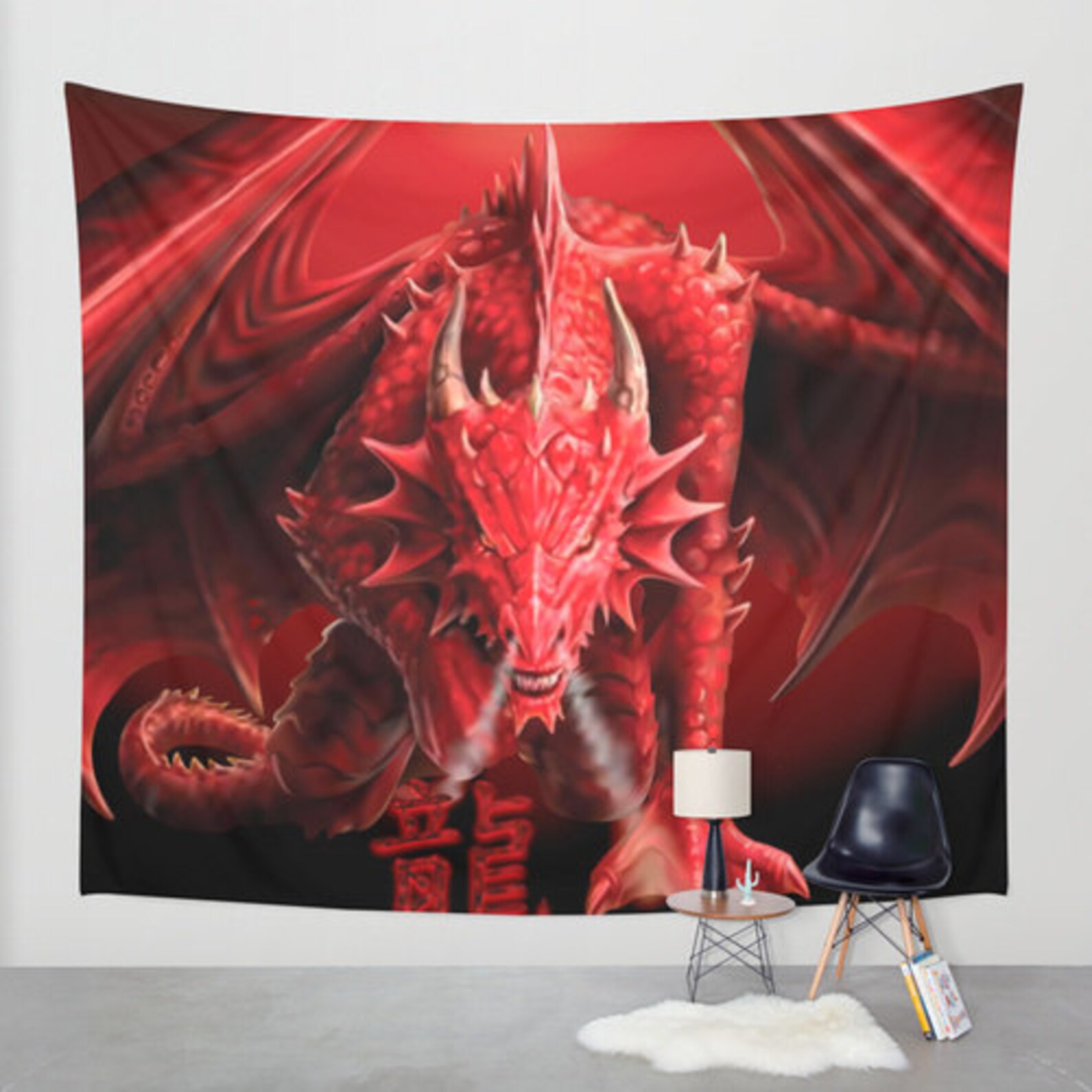 Red Dragon Tapestry Dragon Tapestry Dragon Illustration Etsy