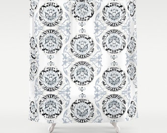 Gray Shower Curtain Floral Shower Curtain Geometric shower curtain Abstract Shower curtain Vintage Pattern Shower Curtain IT Curtain 71x74