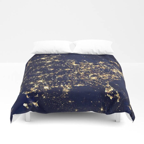 Map Duvet Cover Gold Art Image 0