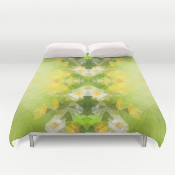 Green Duvet Cover Yellow Duvet Cover Geometric Duvet Cover Etsy