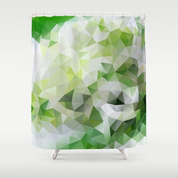 Green Shower Curtain Art Shower Curtain Green Geometric Etsy