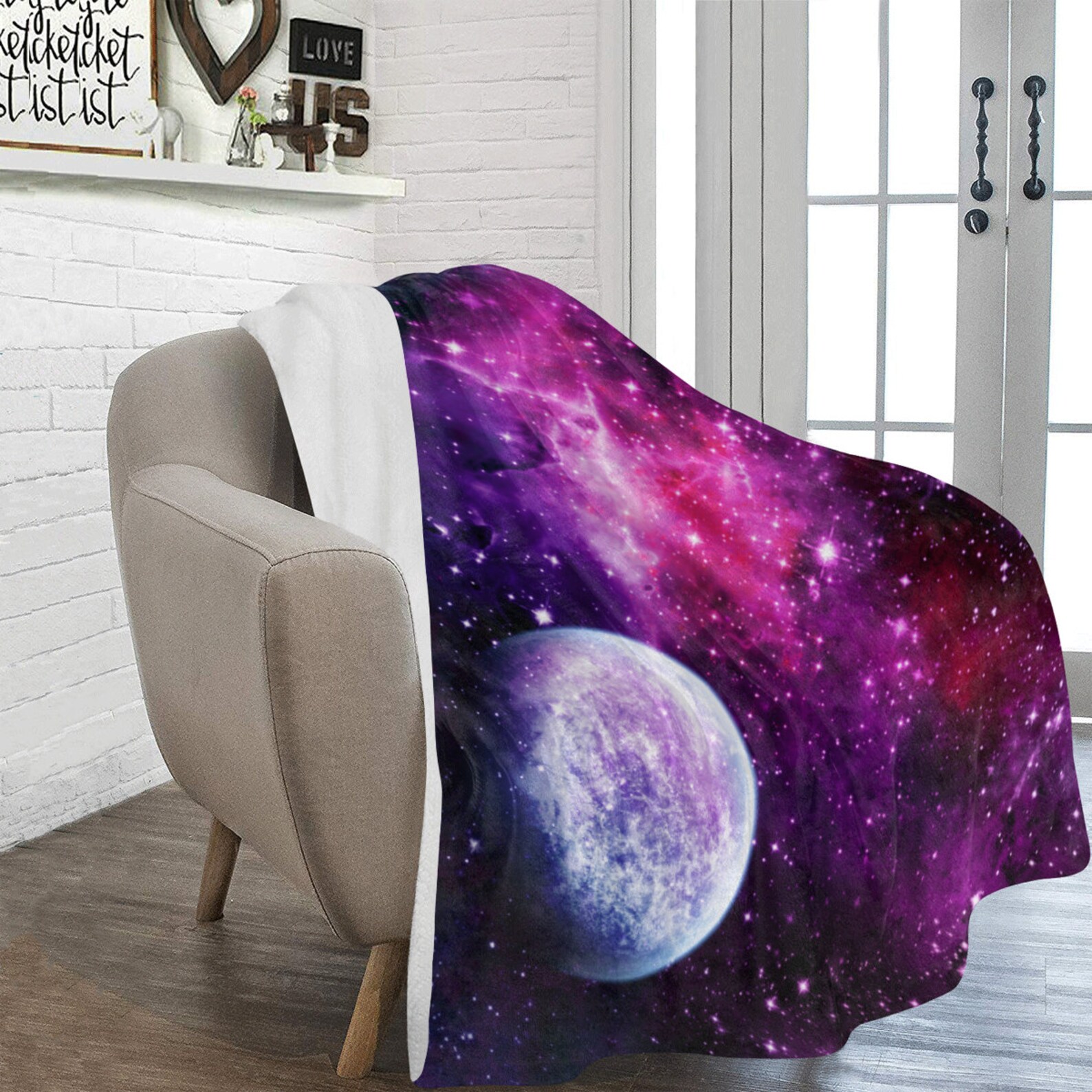 Galaxy Blanket Fleece Violet Throw Blanket Nebula Fleece Etsy New Zealand
