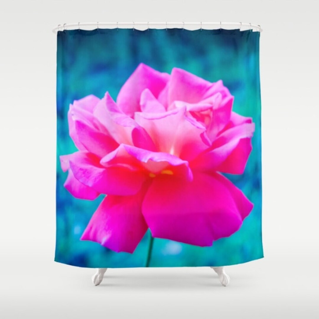 Rose Shower Curtain Pink Rose Flower Curtain Nature Photo Etsy