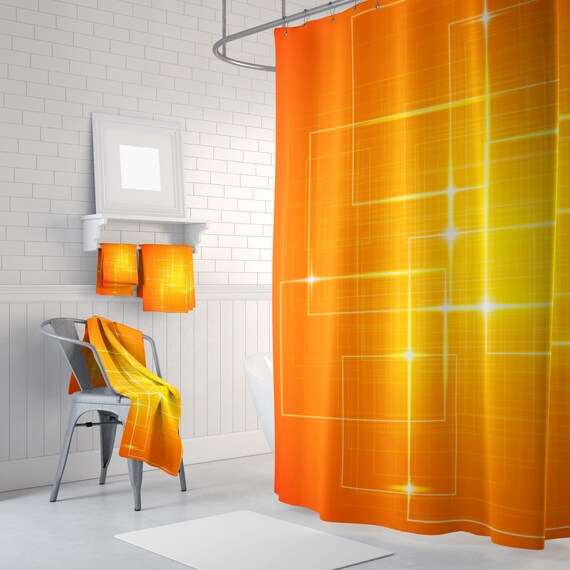 Orange Curtain Orange Shower Curtain Art Curtain Abstract Etsy