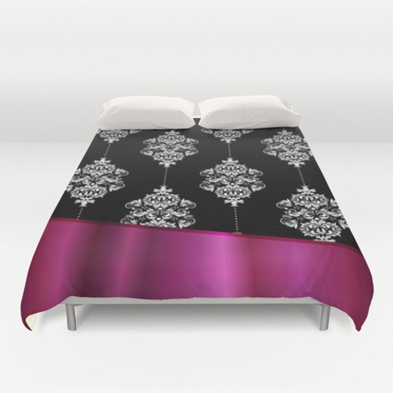 Magenta Modern Duvet Cover Techno Duvet Cover Metallic Duvet Etsy