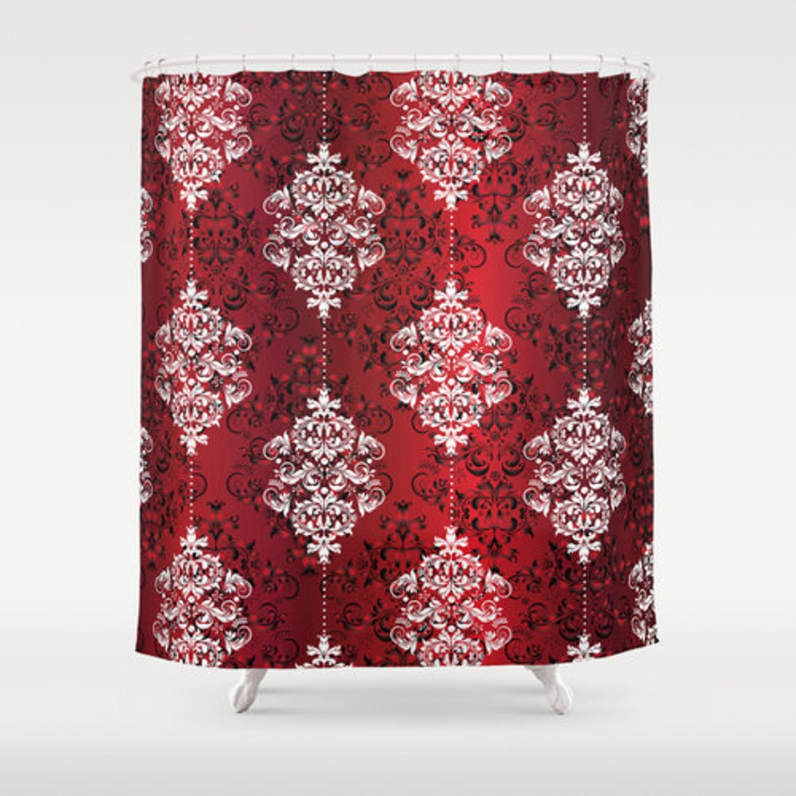 Black Shower Curtain Floral Shower Curtain Art Curtain Etsy