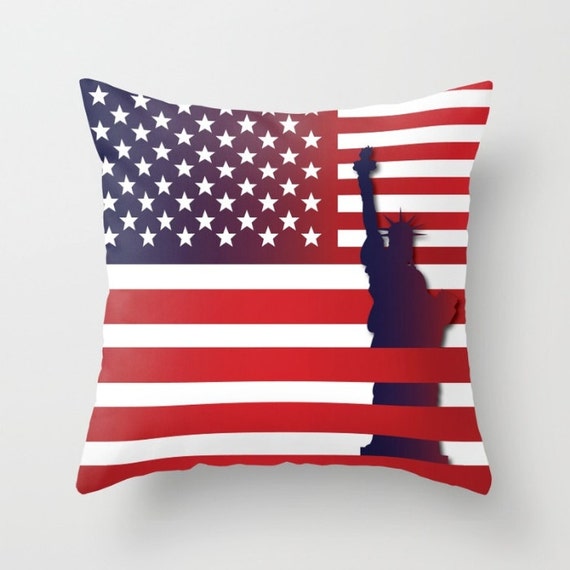 American Flag Pillow Usa Flag Throw Pillow Flag Art Statue Of Etsy