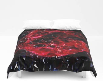 Red Duvet Cover Black Duvet Cover Art Duvet Low Poly Duvet Cover Geometric Pattern Duvet Modern Duvet Cover Bedroom Modern Design