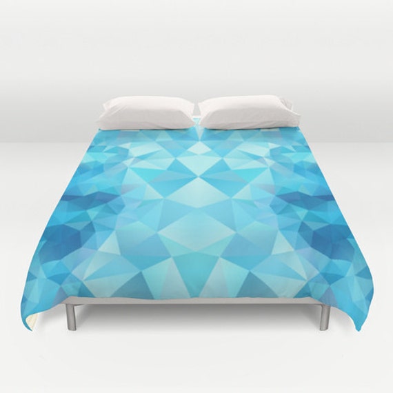 Geometric Duvet Cover King Size Blue Bed Cover King Duvet Etsy