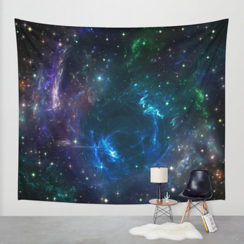 Nebula Blue Wall tapestry Space wall tapestry Galaxy wall art Etsy