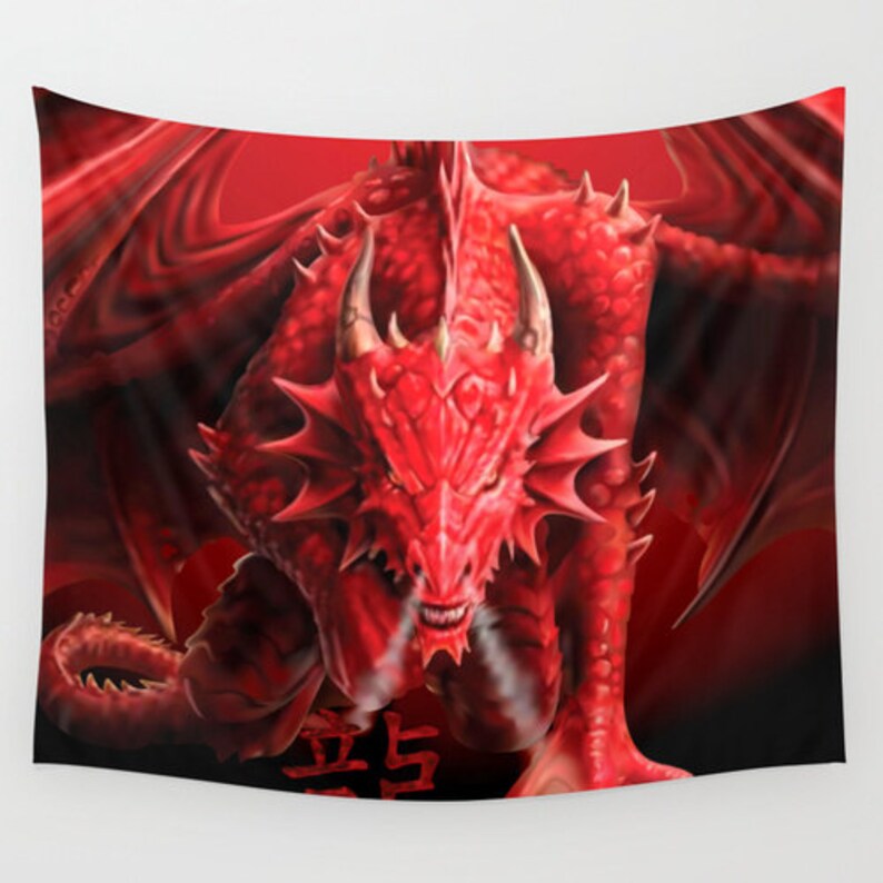 Tapisserie Samouraï Dragon 200x150cm - Décor Japonais Fantasy - Polyester
