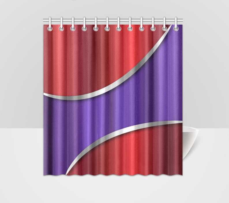 Red Shower Curtain Art Curtain Metallic Pattern Red Abstract Etsy