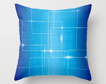 Blue Pillow Binary Pillow Technology pillow Throw pillow Cushion covers Pillow case Accent pillow Couch pillow Blue Pattern Pillow 16x16