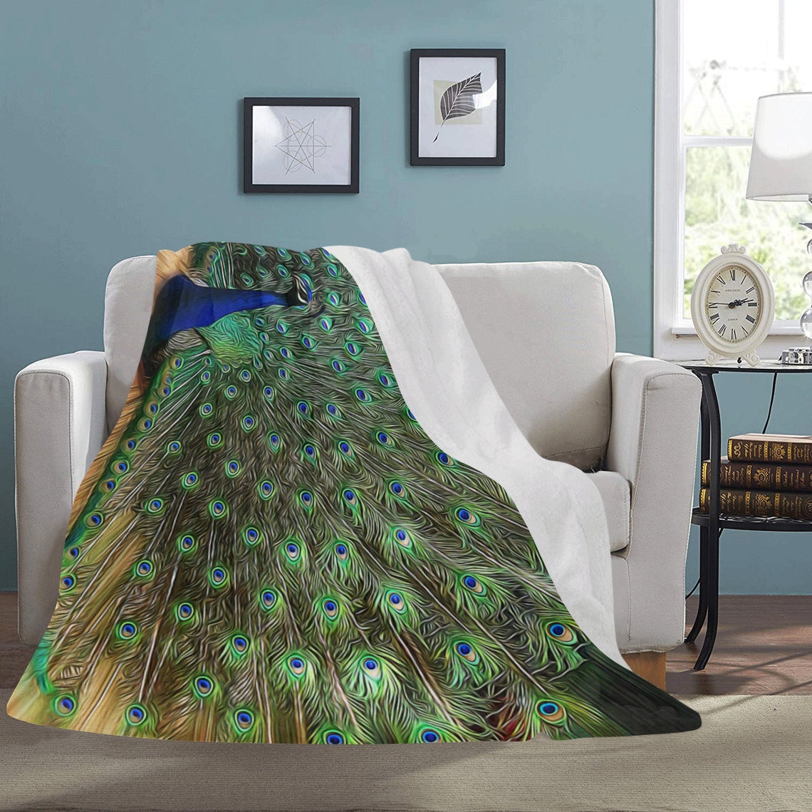 Peacock Blanket Sherpa Throw Blanket Bird Blanket Peacock Etsy