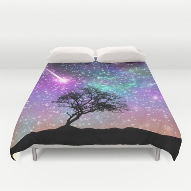 Space Tree Duvet Cover Lilac Space Duvet Cover King Size Bed Etsy