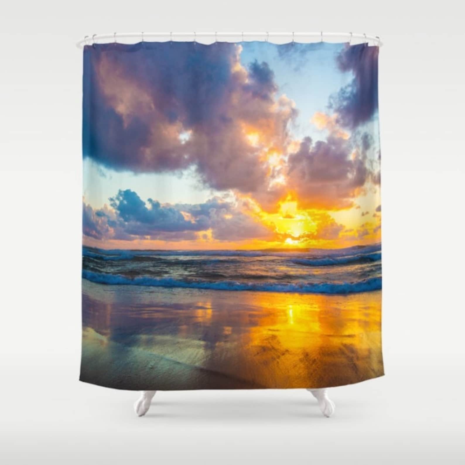 Beach Sunset Photo Curtain Seaview Photo Shower Curtain Nature Shower