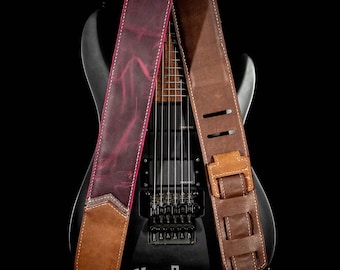 Correa de guitarra ajustable de cuero hecha a mano