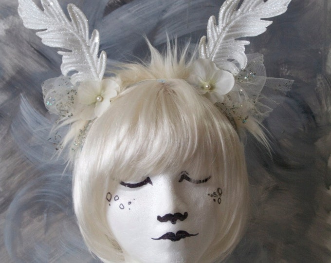 Winter Fairy Snowy Moth Antennae Headband / Fantasy Fascinator Etsy