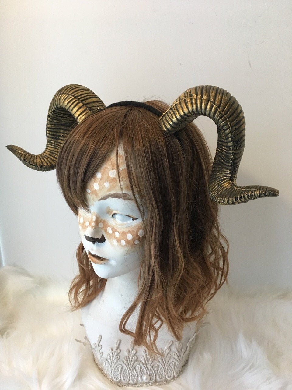 Gold Metallic Ram Horns Headband / Fantasy Satyr Costume / Etsy