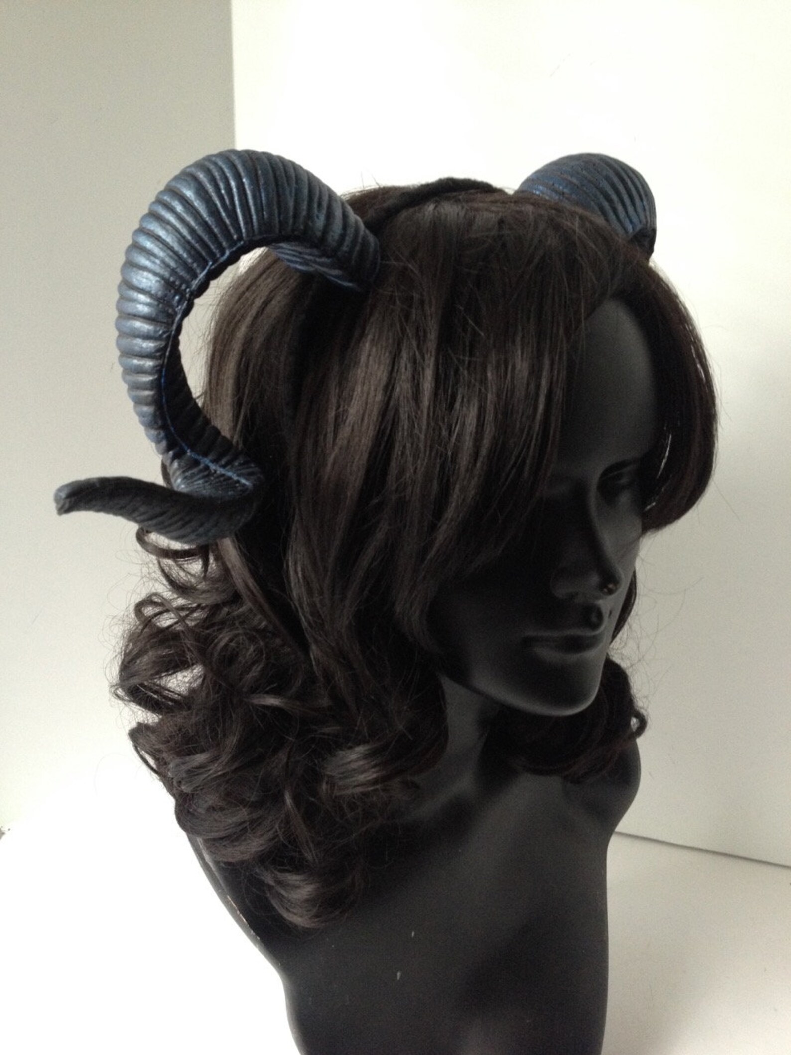Iridescent Blue Ram Horns Headband / Fantasy Satyr Costume / Etsy