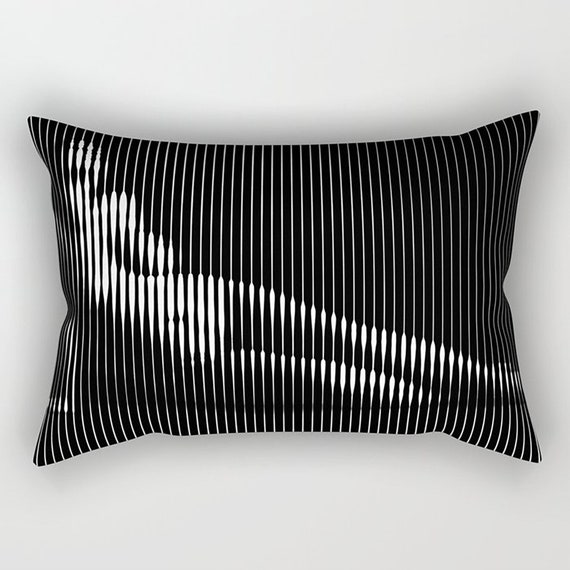 Rectangular Throw Pillow Lillias Right vertical black and white mosaic