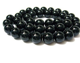 10 mm Onyx  Kugel Strang, Edelstein Strang, Ketten Strang rund schwarz